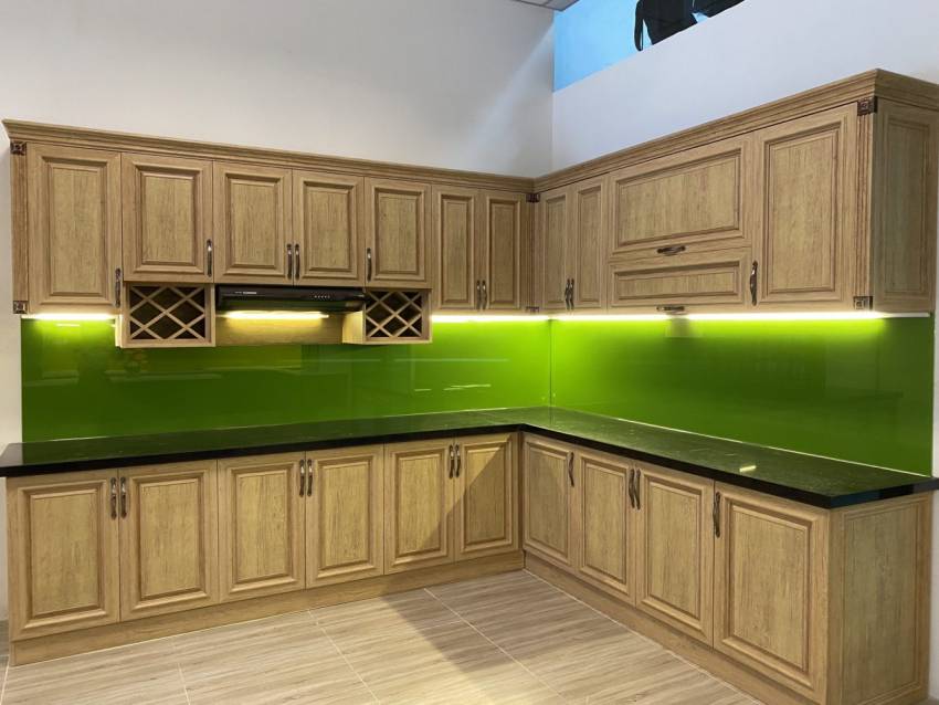 Tủ bếp nhôm vân gỗ