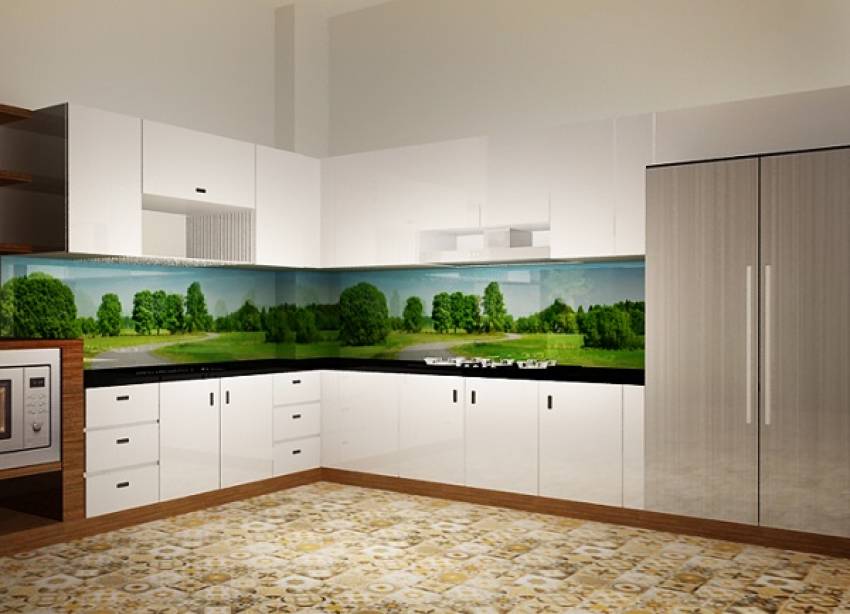 giá tranh kính 3d ốp bếp