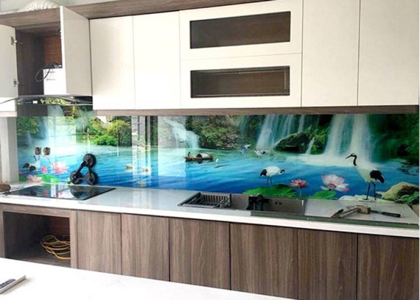 giá tranh kính 3d ốp bếp