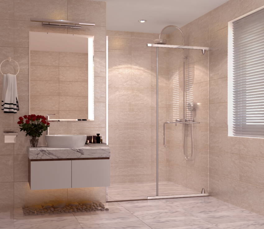 kích thước phòng tắm kính cường lực
