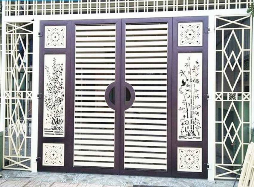 mẫu cửa cổng sắt 4 cánh đẹp đơn giản 