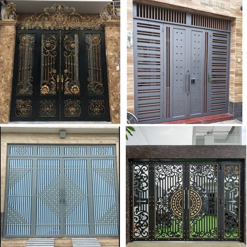 mẫu cửa cổng sắt 4 cánh đẹp đơn giản 